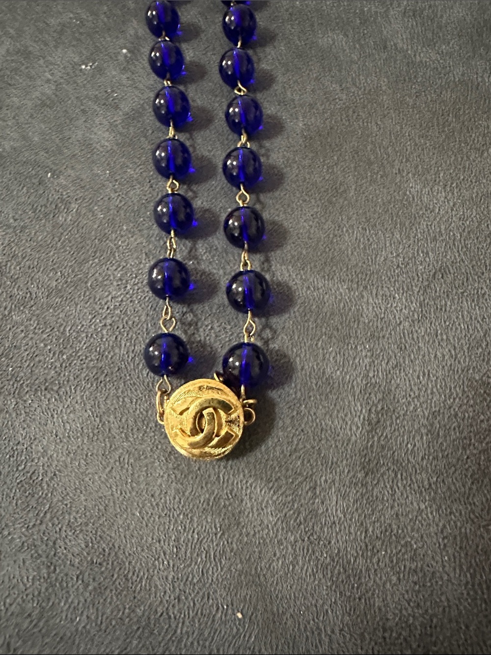CHANEL Deep Blue Bead Necklace with Gold-Tone Accents - Picture 4 of 8